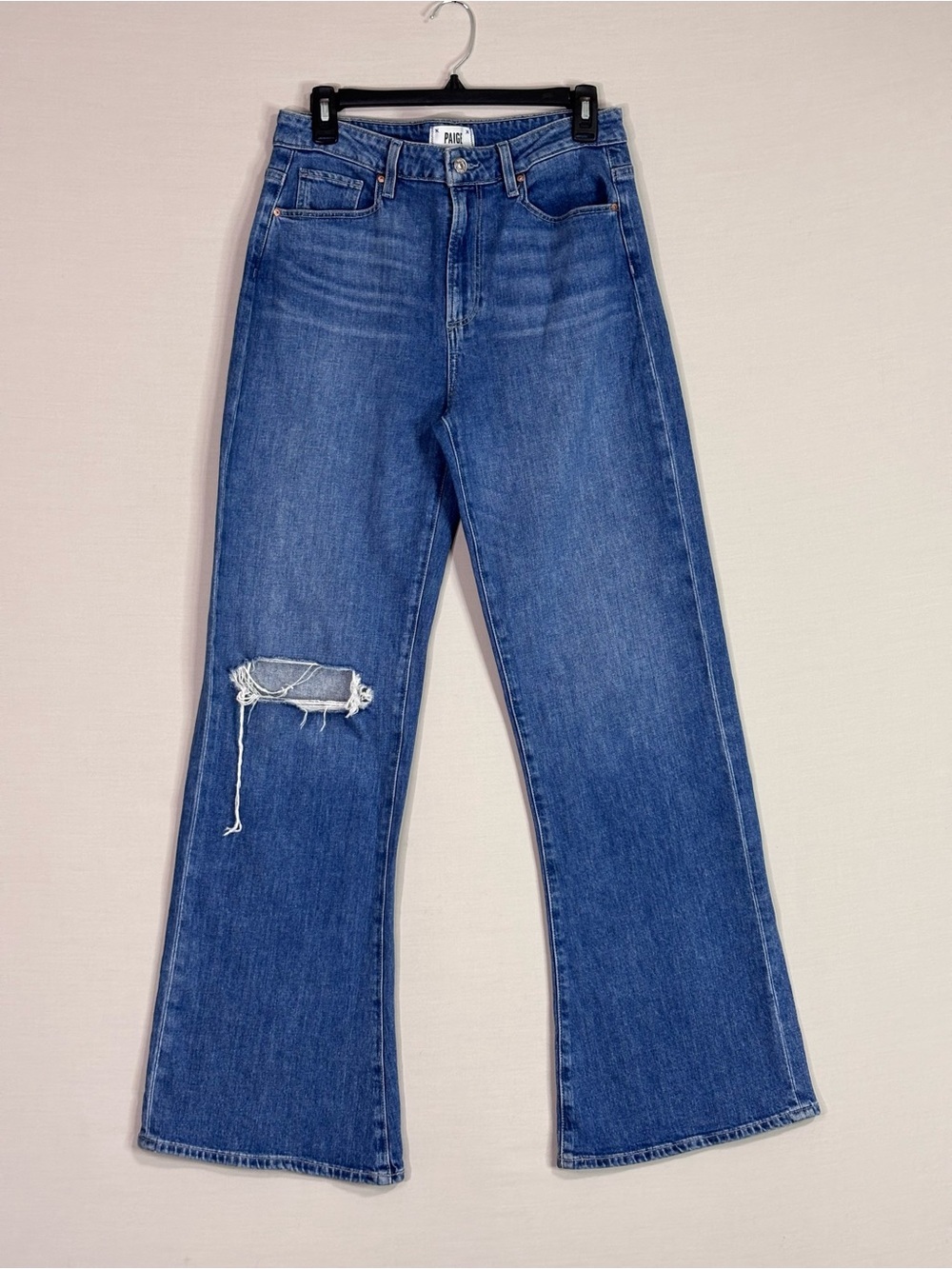 PAIGE Leenah Angelle Distressed Wide Leg Jeans High Rise Flare 29